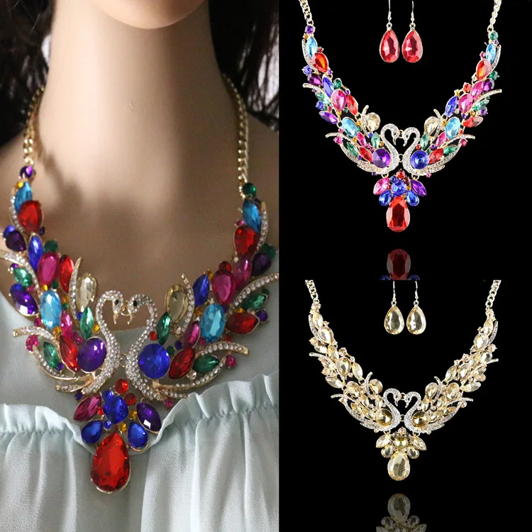 Europe fashion exaggerate necklace crystal popular necklace suits