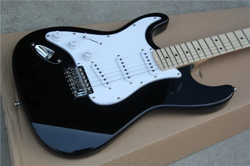 

Factory store Left handed black st maple fretboard 6 string Electric Guitar