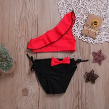 Летние бикини для девочек с бантом для девочек Купальник Цельный для детей 1-6years лет 4 цвета на выбор