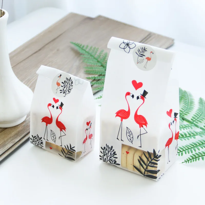 

24pcs/lot 2size Flamingo Cookie Candy packaging bag plastic bags pouches wrappers cupcake Hand Made DIY Jewelry