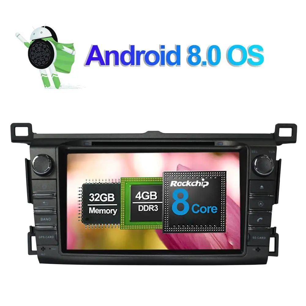 Perfect Android 7.1/8.0 Octa Core Car Radio Stereo CD DVD Multimedia Player For Toyota Rav4 2013- with GPS Navigation Bluetooth WIFI 1
