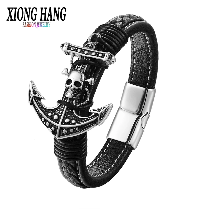 XiongHang 2018 Lastest высокое качество Магнитная застежка модный панк из натуральной кожи
