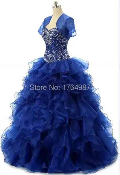 Puffy Royal Blue Quinceanera Dresses Sweetheart Diamond Beaded