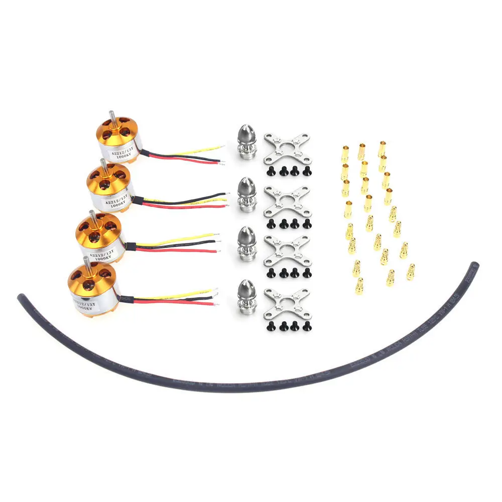 

F02015-AC 4 Pcs A2212 1000KV Brushless Outrunner Motor Mount with 12 Pairs 3.5MM Banana Plug ( Male and Female) for Quad UFO FS