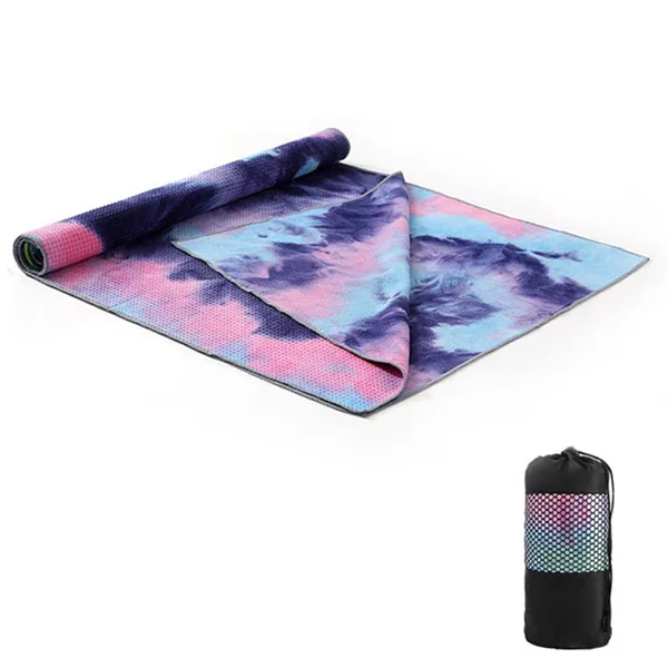 183x63cm Non-Slip Yoga Towel Soft Travel Sport Fitness Exercise Yoga Pilates Mat Tie-dye Printed Blanket Yoga Mat - Color: Black