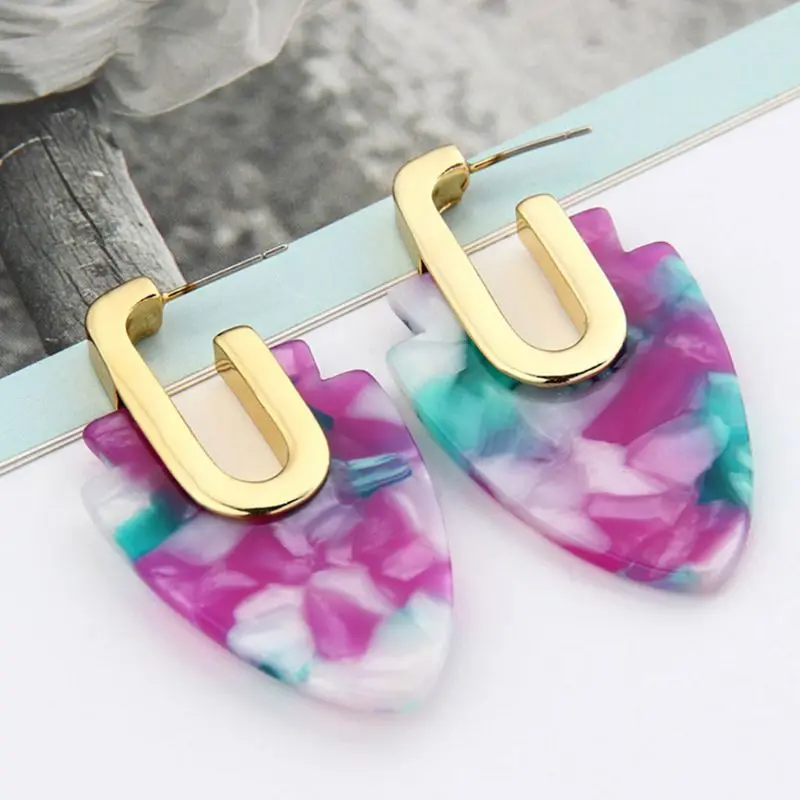 

Acetate Earrings Geometric Fashion Vintage Floral Pendant Jewelry Women Ornament