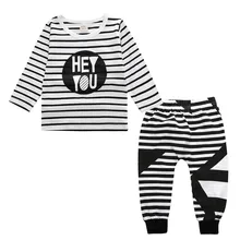2016 New cute kids clothes boys baby long sleeve cotton T-shirt+Pants suits retail newborn baby children suits fit 0~2 years