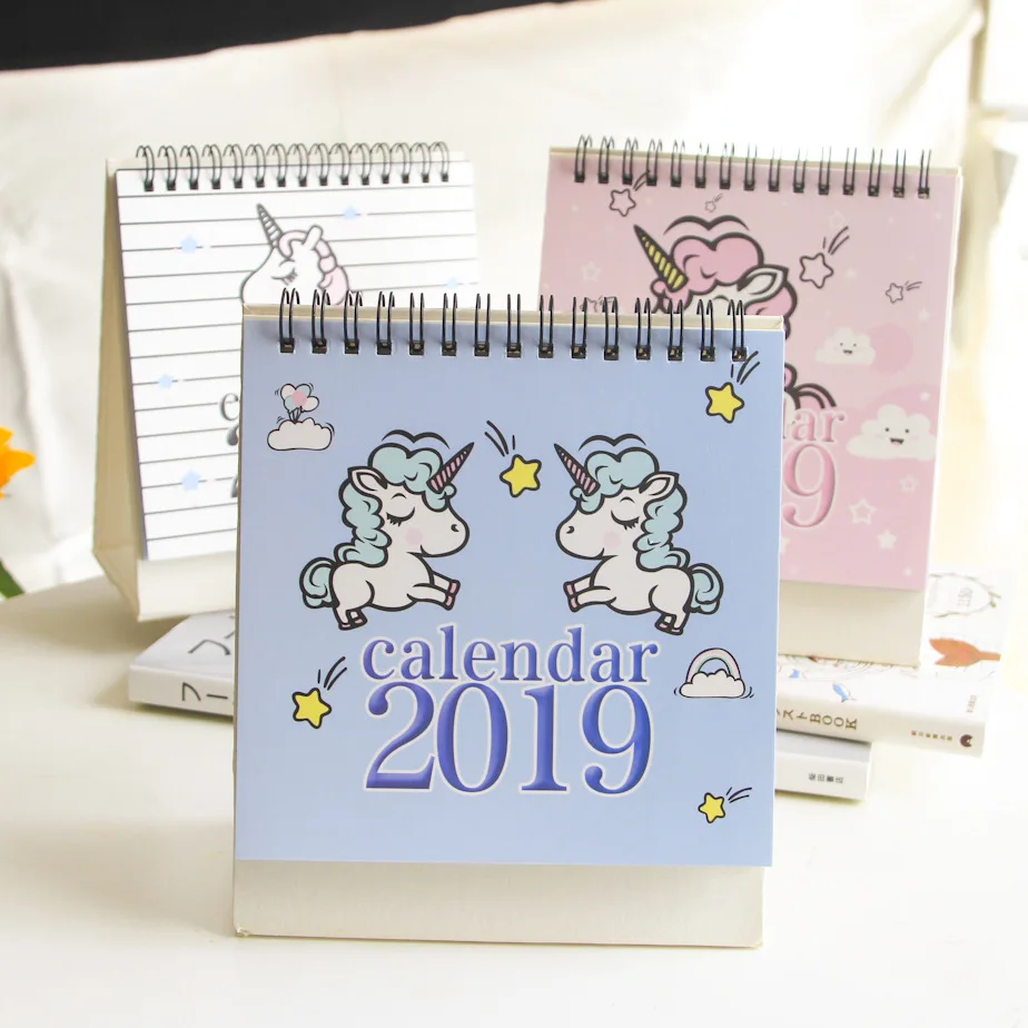 

2019 Kawaii Unicorn Calendar DIY Table Calendars Desk Calendar Daily Schedule Planner