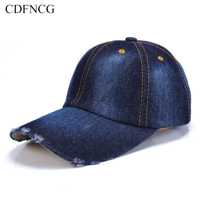 

CDFNCG 2019 Summer Snapback Pop Baseball Cap Denim Streetwear Simple Solid Hip Hop Sun Dad Hat for Men Women