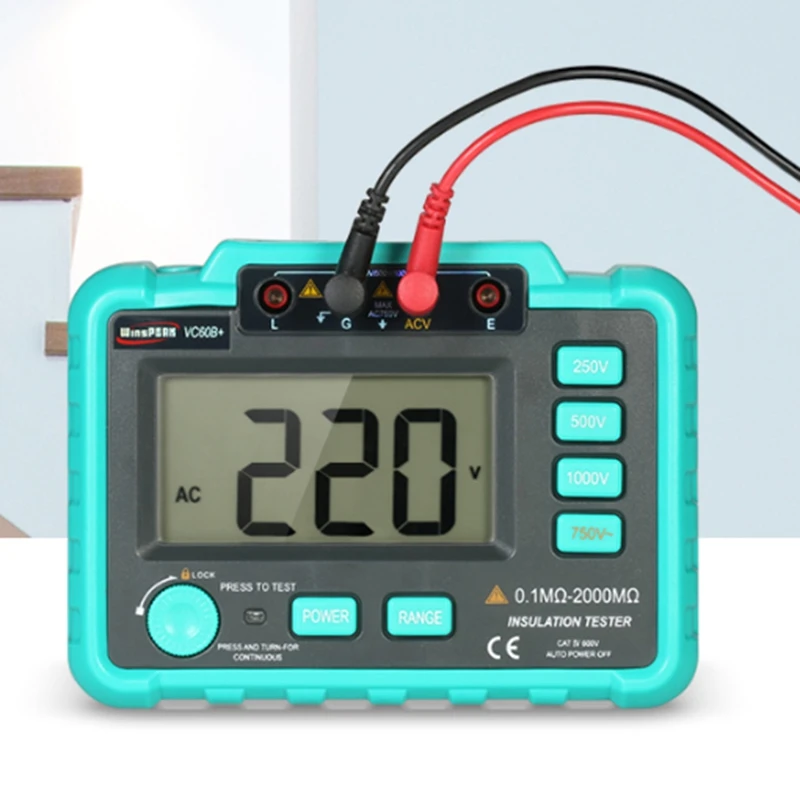 VC60B+ Insulation Tester Earth Ground Impedance Resistance Tester DC250V/1000V Median Megohm Digital Insulation Resistance Meter