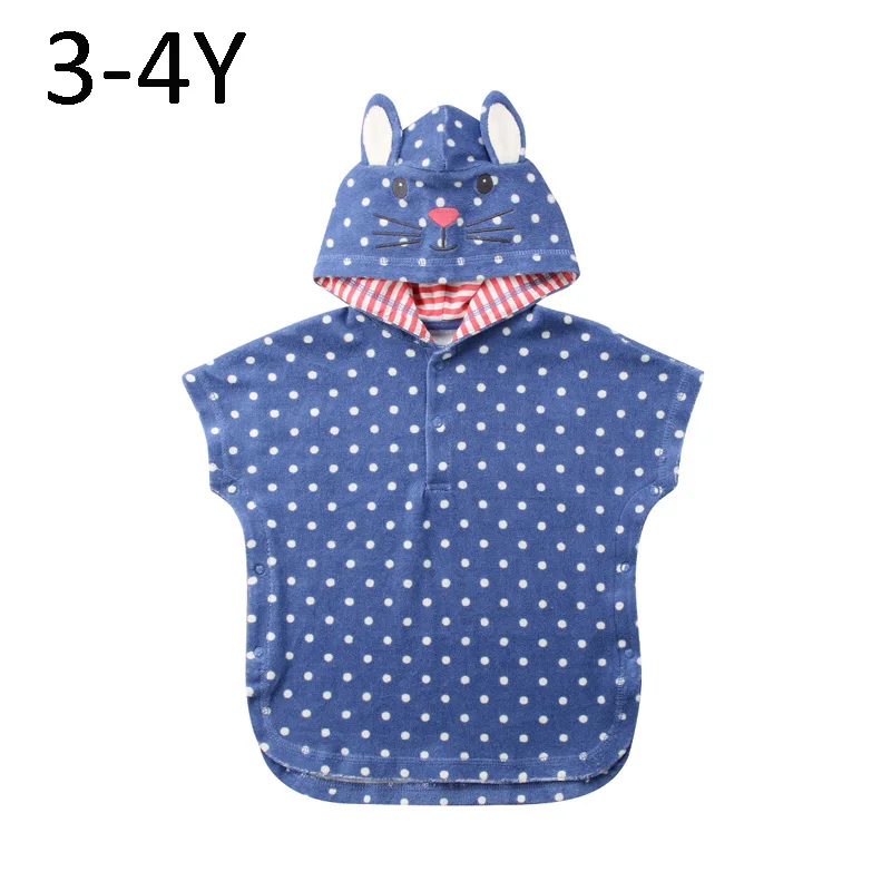 Детское банное полотенце с капюшоном, детское милое пончо, пляжная одежда для бассейна, детский банный халат, мультяшное полотенце для маленьких мальчиков и девочек, купальное полотенце - Цвет: Rabbit Dot 3 to 4 Y