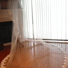 Один Слои полный край с кружевом 3 метров, свадебная фата без гребень свадебная фата Фата