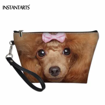 

INSTANTARTS Cute 3D Poodle/Teddy Print Cosmetic Cases Fashion Ladies Travel Makeup Case Brand Designer Make Up Holder Organizer