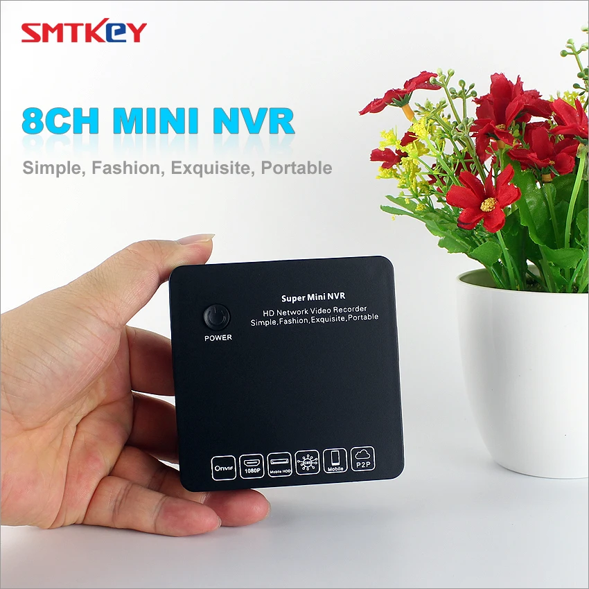 

SMTKEY Onvif Super Mini NVR 8CH for IP Camera 1080P / 960P / 720P Network Video Recorder VGA HDMI E-SATA SUB Storage