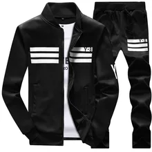 New Men Sets Fashion College Sporting Suit Sweatshirt +Sweatpants Mens Clothing 2 Pieces Slim Tracksuit Baseball Uniform Jacket 