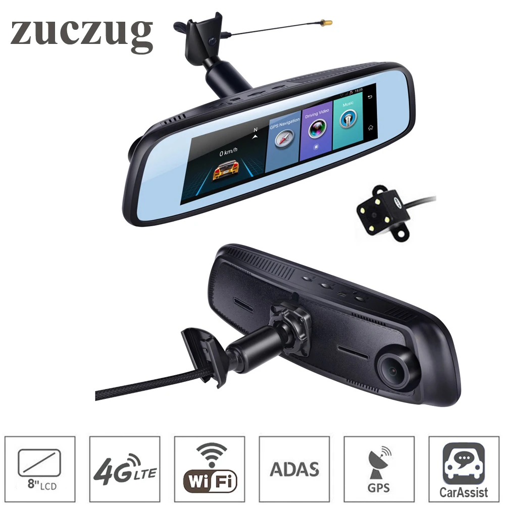 ZUCZUG 7.84\ 4G Touch IPS Car DVR Camera Mirror ADas GPS Bluetooth WIFI Android 5.1 Dual Lens FHD 1080p Video Recorder Dash Cam