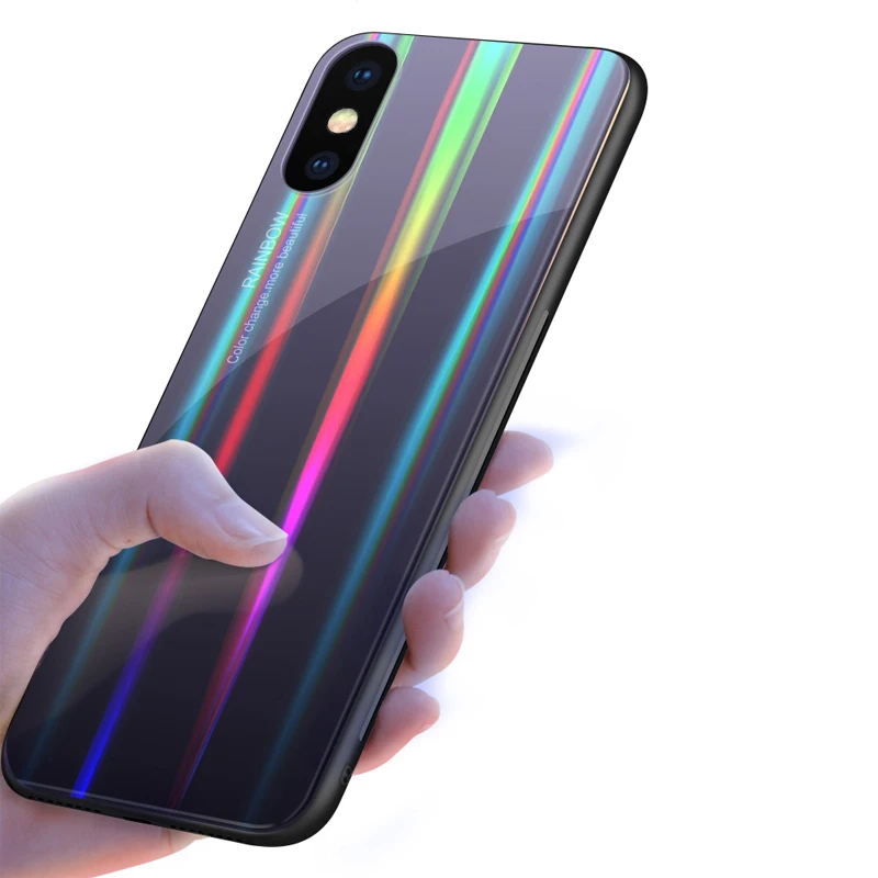 

Light Change Tempered Glass Cases for Xiaomi Mi 8 8 SE Explorer Case Laser Glass Soft Bumper Glass Cover for Xiaomi Mi8 Mi8SE