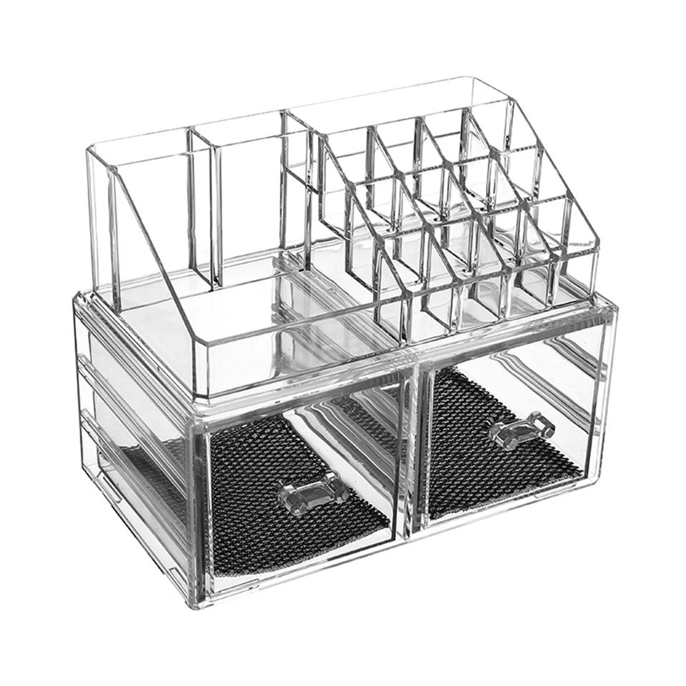 Msjo органайзер для макияжа, Коробка органайзер для косметики, 2 слоя ящиков, настольная шкатулка для украшений, акриловая губная помада, органайзер, чехол для хранения