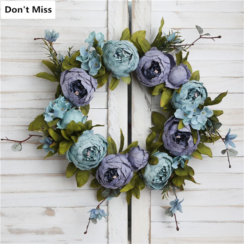 

Rose Peony Silk Wreath Door Wall Decoration Artificial Wreath For Weeding Garlands Navidad Flower Wreath Navidad Flowers Garland