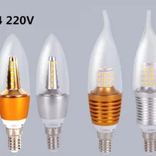 10 шт. led 220 v E14 лампы в форме свечи лампы 220 v хрустальная лампочка 14 мм патрон для лампы наконечник лампы светодиодные люстры с эффектом пламени 220 v E14