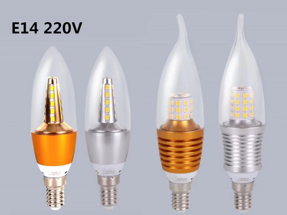 10pcs led 220v E14 candle bulb 220v crystal light bulb 14mm screw lamp ...