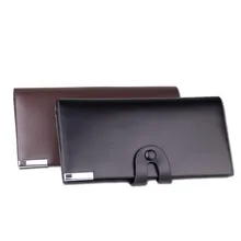 Men's Vintage PU Leather Wallet 2019 New Leather Bifold Long Wallet Snap Card Holder Purse Coin Pocket Designer Men Wallet