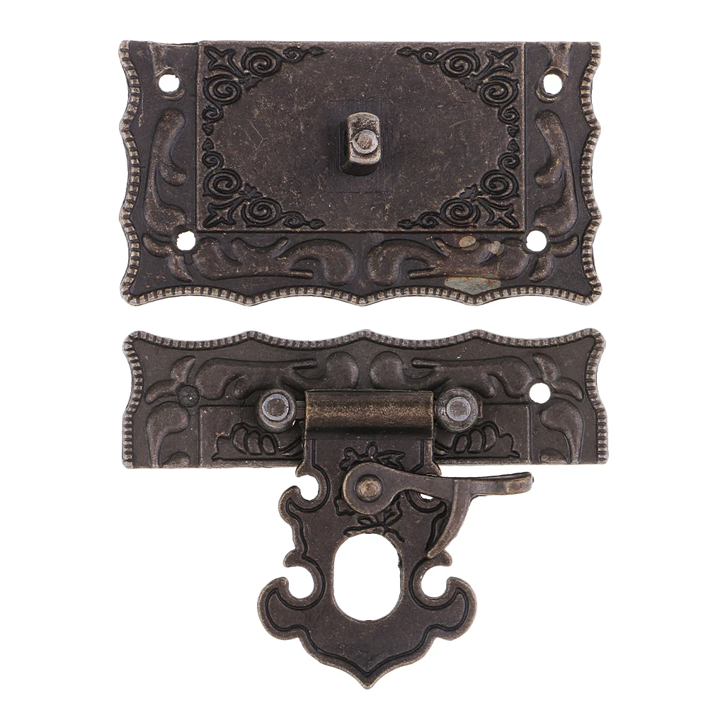 Vintage Style Wooden Box Suitcase Case Alloy Hasp Latch Hook Hasp Jewelry Box Latch Lock Case Boxes Quartet Buckle DIY Craft