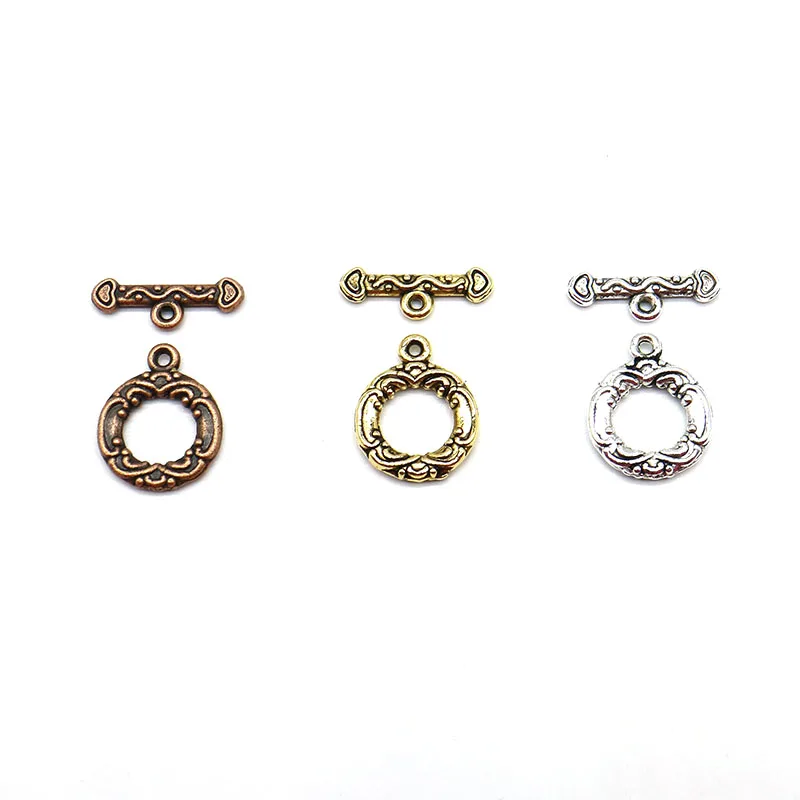 

Doreen Beads Toggle Clasps Round Antique Silver Pattern Toggle Clasp Hooks Connectors For Bracelets Jewelry Making Circle 13mm
