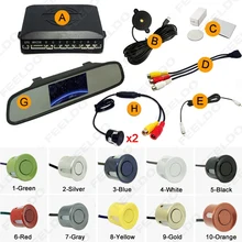 Car 4 3 Rearview Mirror Monitor 8 Sensor Radar 2x 18 5mm CCD Camera Dual Rearview
