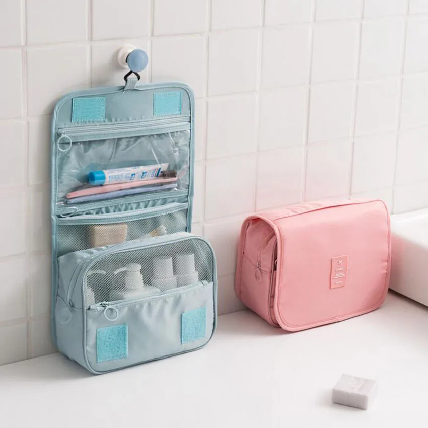 hang up hook nylon cosmetic bag travel kit toiletry bathroom bag makeup ...