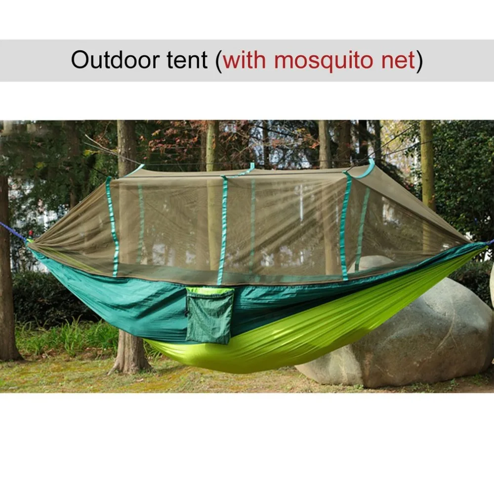 

2017 Large Nylon Outdoor Hammock Parachute Cloth Fabric Portable Camping Hammock With Mosquito Nets for 1-2 Person 260cm*130cm