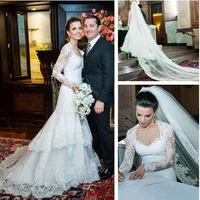 Custom Made Claudia Slaviero Sweetheart Appliques Layered Mermaid Wedding Dresses With Lace Bolero Free Long Veils