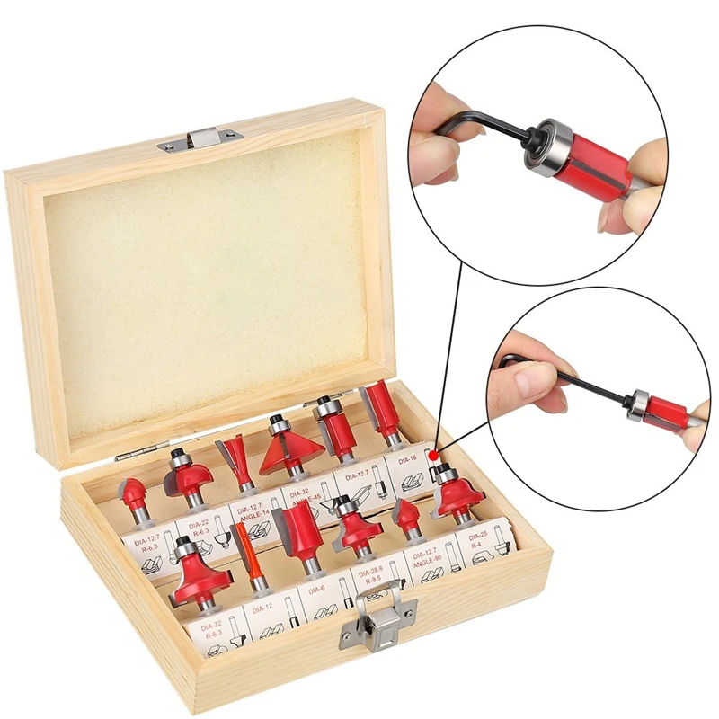12pcs-Milling-Cutters-1-4-8mm-1-2-Shank-Router-Bit-Set-Carbide-Wood-Cutter-For - 