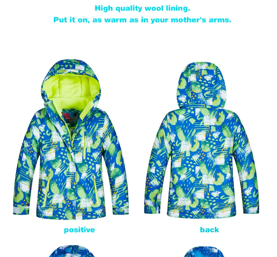 Лыжная куртка для мальчиков; детская зимняя брендовая одежда; Новинка года; Высококачественная Водонепроницаемая дышащая Утепленная зимняя куртка для сноуборда;-30 градусов