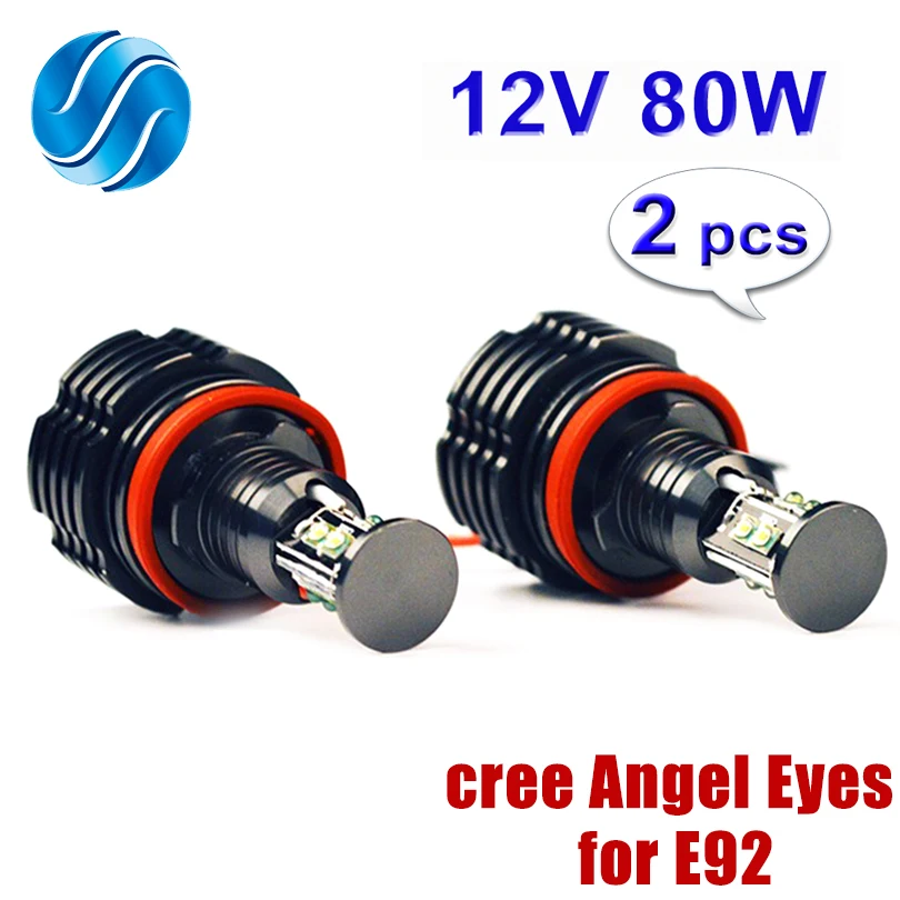 

flytop 2 Pieces(1 Set) 2*40W 80W H8 Angel Eyes LED Marker XENON White 7000K for BMW E90 E92 X5 E71 X6 E82 M3 E60 E70