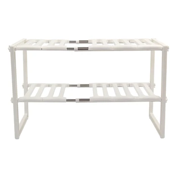 

Kitchen Rack Organiser Adjustable Removeable Under Sink Storage Tidy Shelf Unit