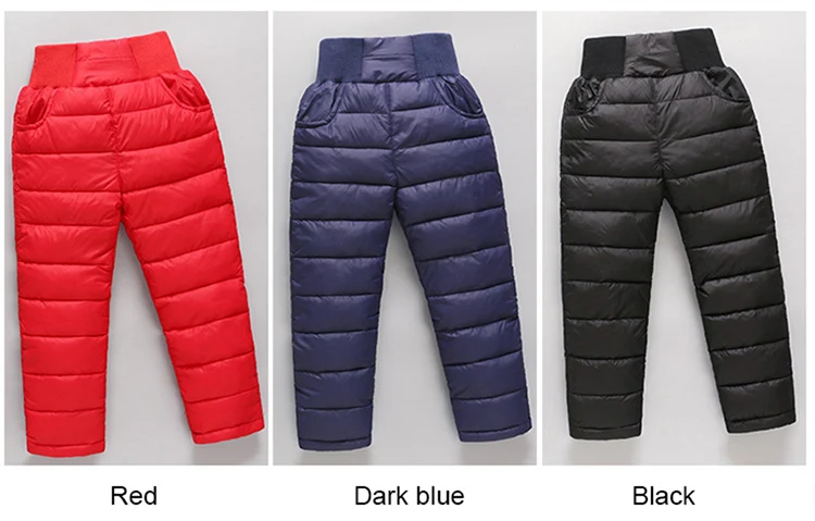 Повседневные зимние штаны для мальчиков и девочек плотные теплые брюки с хлопковой подкладкой водонепроницаемые лыжные штаны для девочек, эластичные детские брюки с высокой талией
