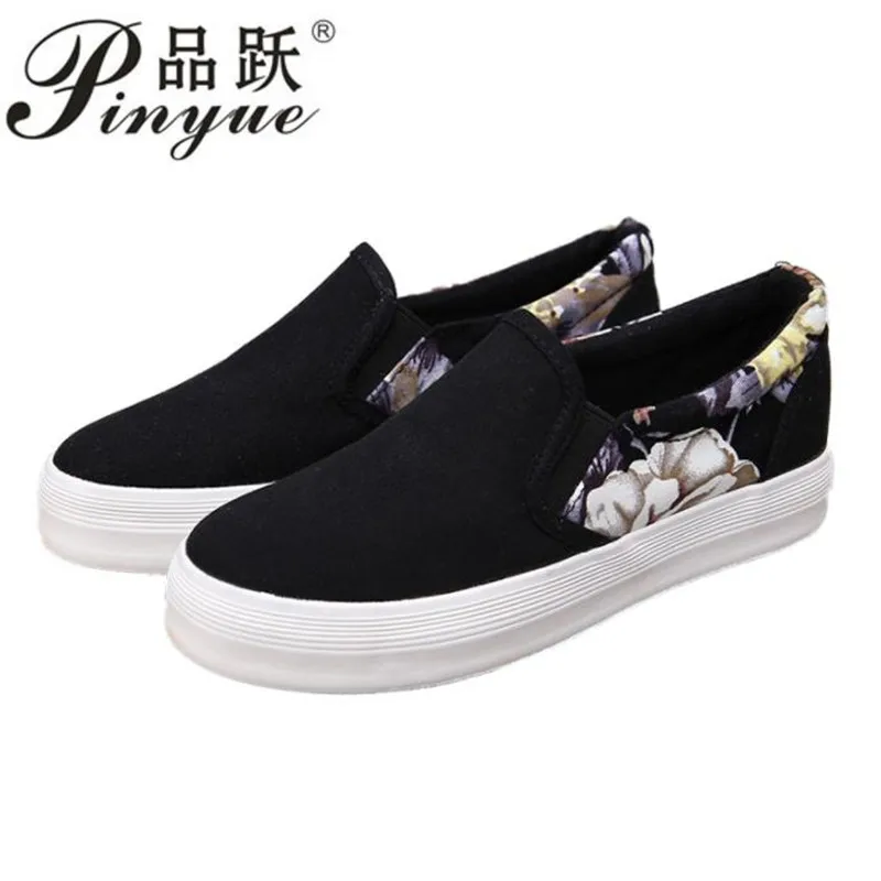 

Fashion trends 2019 new fashion all black women's canvas shoe slip on sneaker high quality plus big size 40