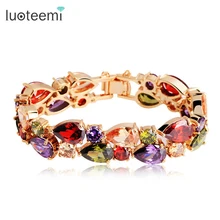 LUOTEEMI, роскошные, My Mona Lisa, цвет шампанского/розовое золото, женские разноцветные браслеты с кубическим цирконием AAA, браслеты, ювелирное изделие