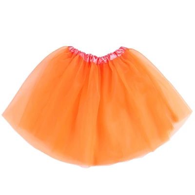 Стильные девочки юбки дети танцуют юбка полупрозрачные 3-Layer чистая пряжа красивые цвета девушки спорт юбка длина 28 см - Цвет: Orange