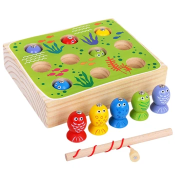 

Children'S Puzzle Fun Fishing Game Magnetic Wooden Building Toys Infant Boys And Girls Baby Gifts