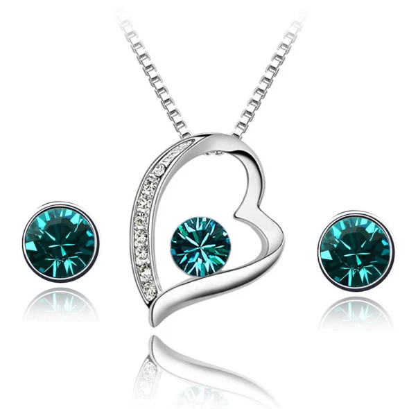 

Jewelry sets Crystal heart shaped necklace earring set for women with austrian crystal