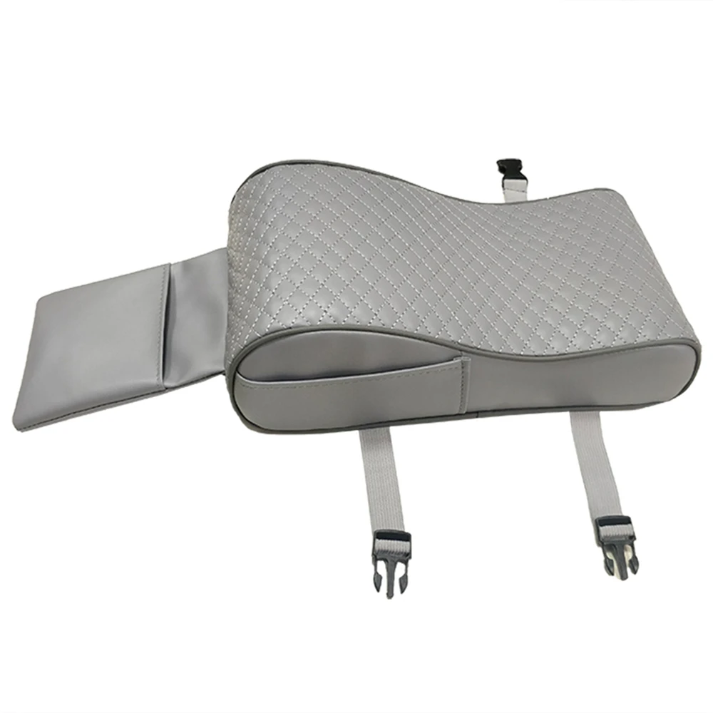 Embroider leather armrest on car console filled memory foam to supports arms for universal gray beige black available | Автомобили и