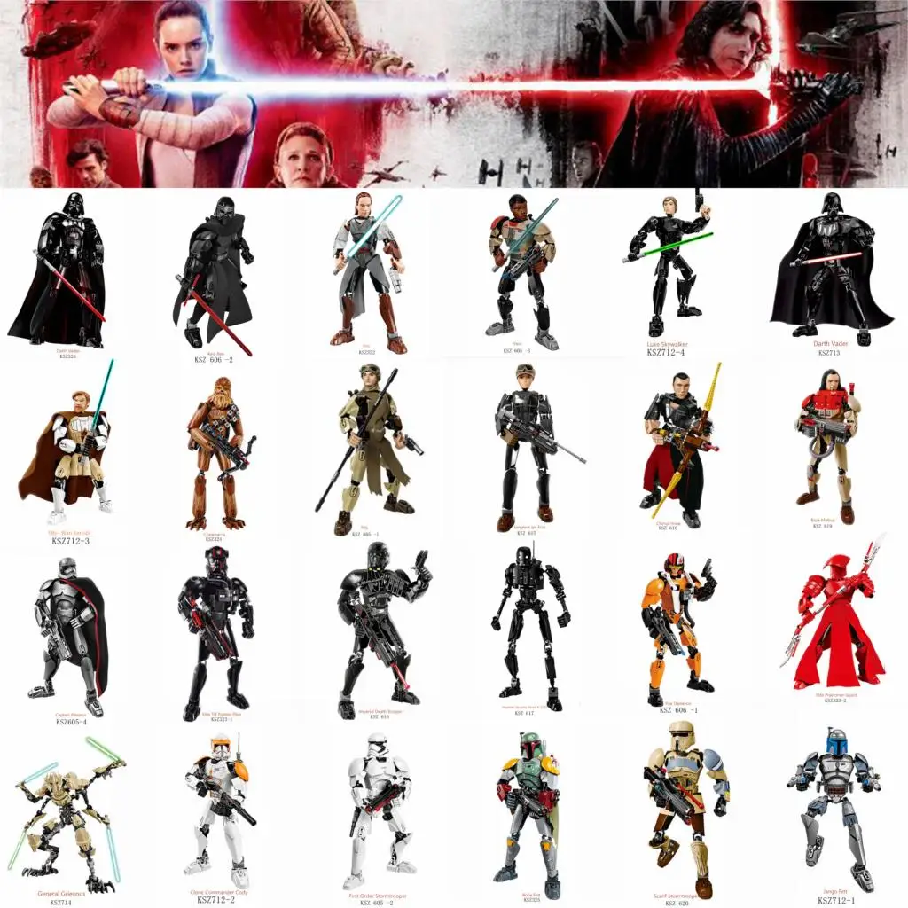 

Darth Vader Legoing Star Wars Luke Skywalker Rey Force Awakens Action Figures Set KSZ Blocks Legoings Starwars Toys for Children