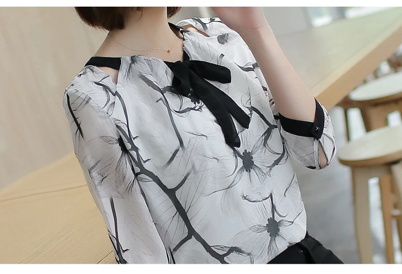 FREE SHIPPING Women Chiffon Blouse Printed OG0774