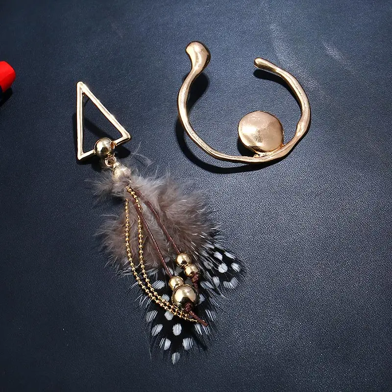 

New Arrive Fashion Boho Earrings For Women 2018 Vintage Asymmetric Feather Dangle Pendant Jewelry Ear Accessories