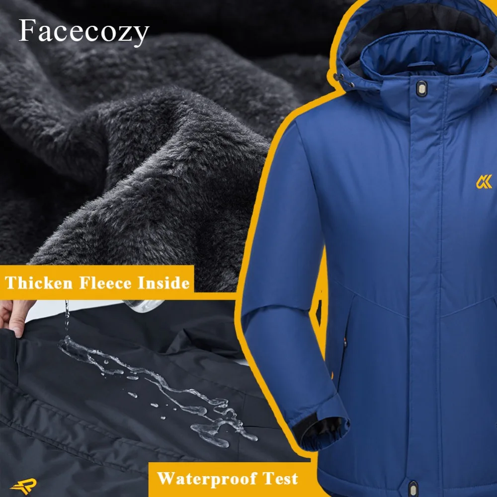 Facecozy جديد الرجال النساء الشتاء للماء المشي معطف طويل الرقبة الدافئة الصوف الصيد سترة يندبروف التخييم التزلج