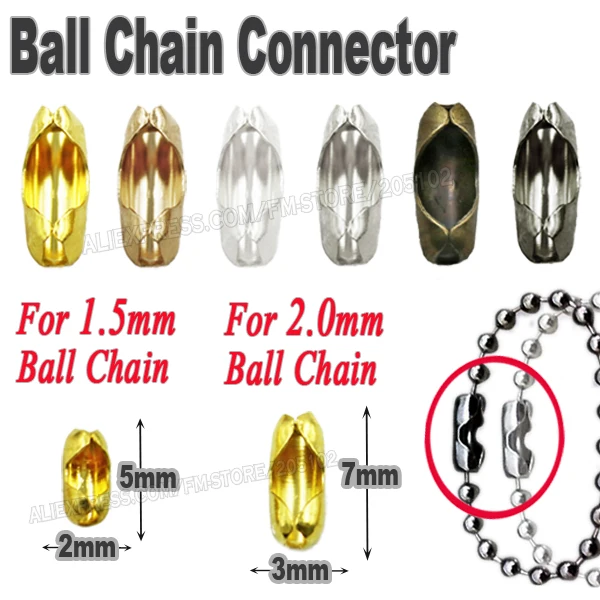 For 1.5mm 2.0mm Ball Chain End Connect Caps Gold Silver bronze black