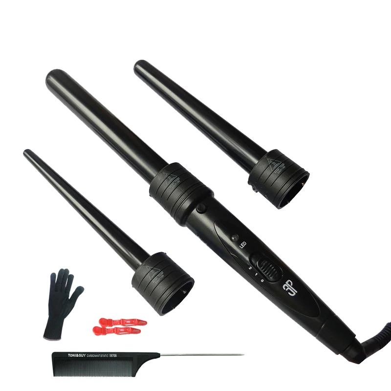 

210 Degres 3 Part Hair Curler Set Hair Curling Irons 25'' Big Size Curling Iron Wands Styling Tools With Free Glove Comb Clips