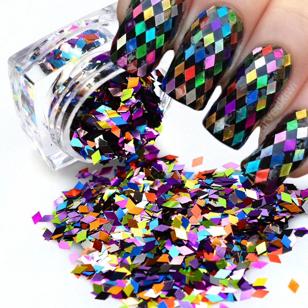 

Rhombus Fashion Designs Nail Art Glitter Paillette Dazzling Mixed Colorful DIY Diamond Sticker Tips Decor Accessory ND296